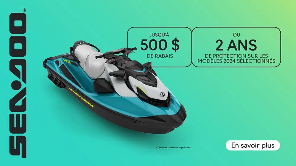 L - Obtenez 500 $ de rabais ou 2 ans de protection sur les motomarines Sea-Doo 2024 sélectionnées